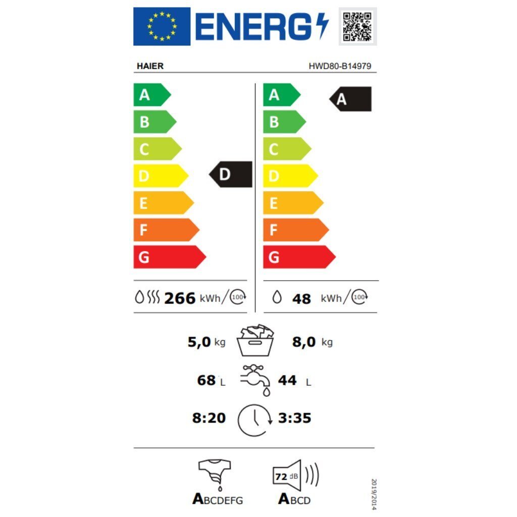 Haier HWD80-B14979 cena un informācija | Veļas mašīnas | 220.lv