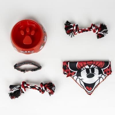 Rotaļlietu un kopšanas komplekts suņiem Cerda For Fan Pets Minnie Mouse, sarkana cena un informācija | Apkakles, siksnas suņiem | 220.lv