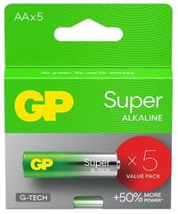 Baterijas GP G-Tech Super Alkaline, AA, 5 gab. cena un informācija | Baterijas | 220.lv