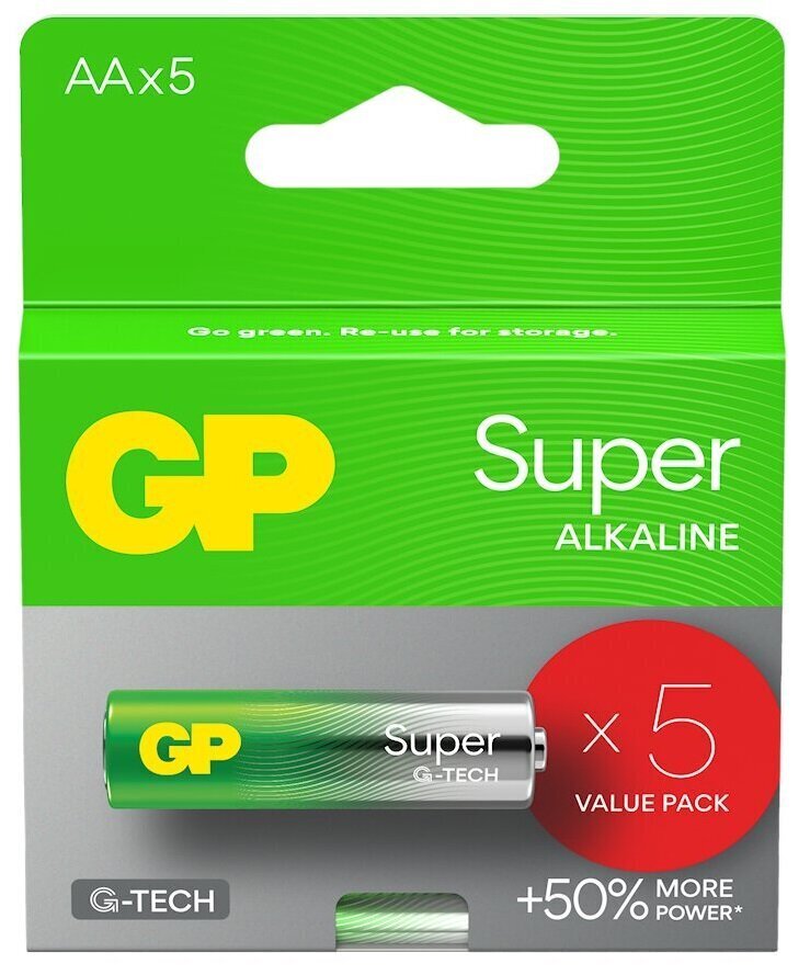 Baterijas GP G-Tech Super Alkaline, AA, 5 gab. цена и информация | Baterijas | 220.lv