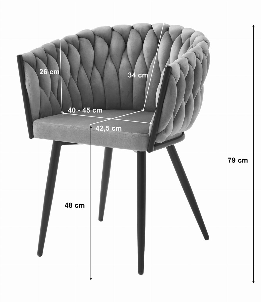 2 krēslu komplekts Orion, tumši pelēks cena un informācija | Virtuves un ēdamistabas krēsli | 220.lv