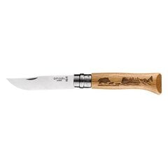 Складной нож Opinel 08 с гравировкой кабана. цена и информация | Туристические ножи, многофункциональные приборы | 220.lv