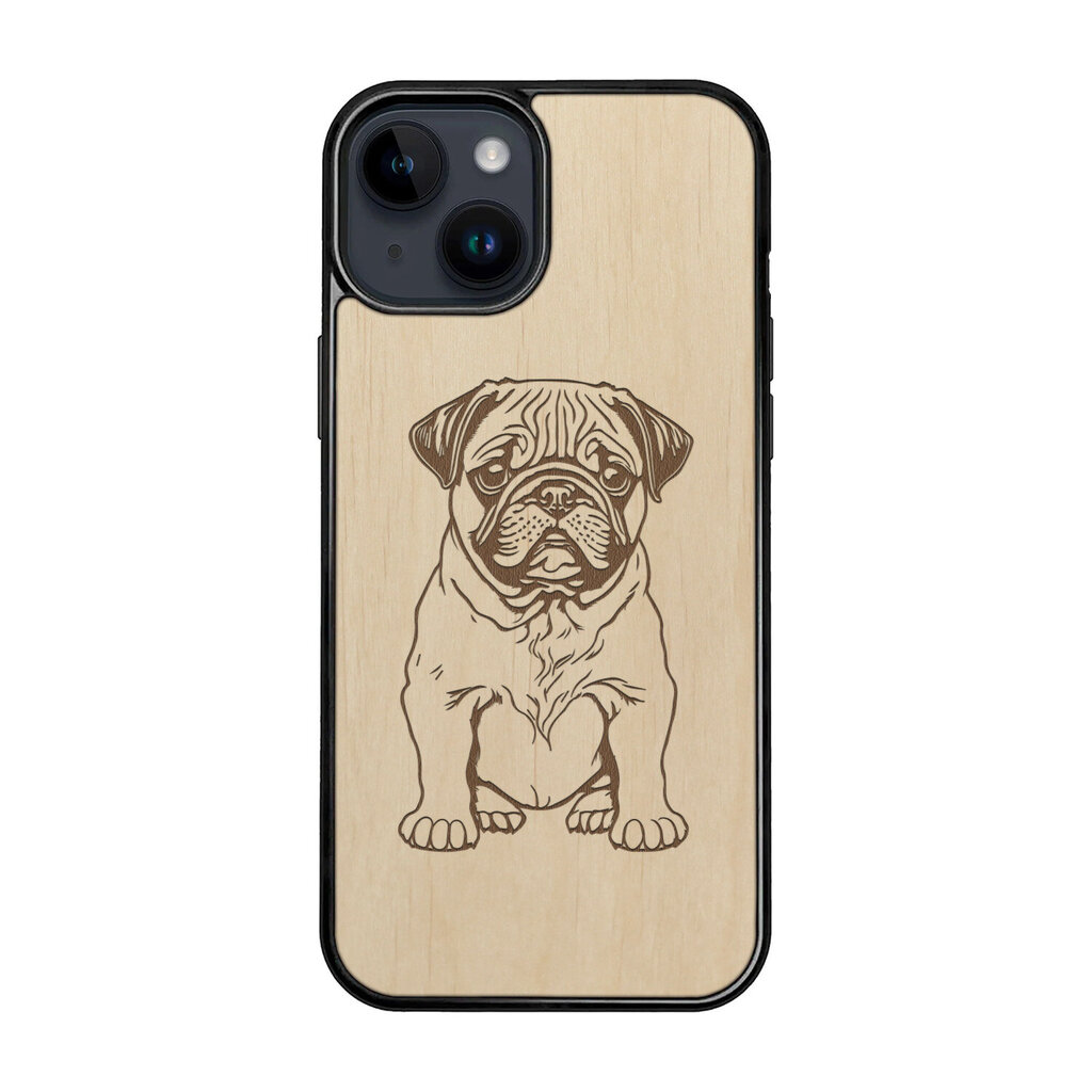 Koka maciņš iPhone 15 FoxysCraft Pug cena un informācija | Telefonu vāciņi, maciņi | 220.lv