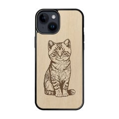 Деревянный чехол для iPhone 15 FoxysCraft, Cat, ольха цена и информация | Чехлы для телефонов | 220.lv