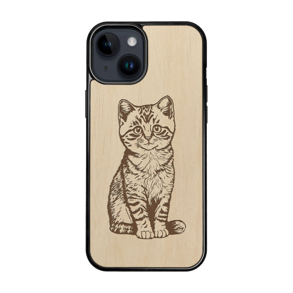 Koka maciņš iPhone 15 FoxysCraft Cat цена и информация | Telefonu vāciņi, maciņi | 220.lv
