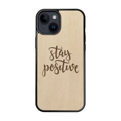 Деревянный чехол для iPhone 15 FoxysCraft, Stay positive, ольха цена и информация | Чехлы для телефонов | 220.lv