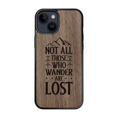 Деревянный чехол для iPhone 15 FoxysCraft, Not all who wander are lost, ореховое дерево цена и информация | Чехлы для телефонов | 220.lv