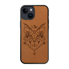 Кожаный чехол для iPhone 15 FoxysCraft, Egyptian cat цена и информация | Чехлы для телефонов | 220.lv