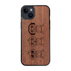 Деревянный чехол для iPhone 15 Plus FoxysCraft, Three wise monkeys, красное дерево цена и информация | Чехлы для телефонов | 220.lv