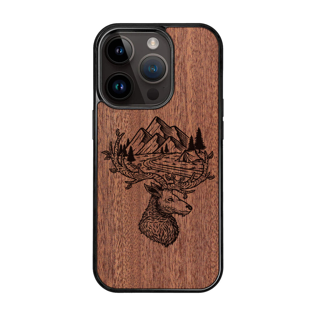 Koka maciņš iPhone 15 Pro FoxysCraft Deer and mountains цена и информация | Telefonu vāciņi, maciņi | 220.lv