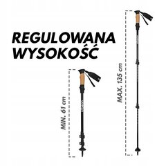 Палки для скандинавской ходьбы Beon Pro Black 61-135 см цена и информация | Палки для скандинавской ходьбы | 220.lv