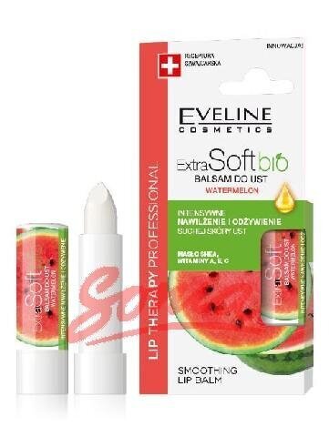 Balzams lūpām Eveline Extra Soft Watermelon, 12 ml cena un informācija | Lūpu krāsas, balzāmi, spīdumi, vazelīns | 220.lv