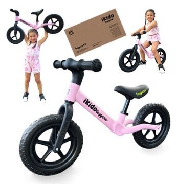 Līdzsvara velosipēds iKido Leggero 12", melns/rozā cena un informācija | Balansa velosipēdi | 220.lv