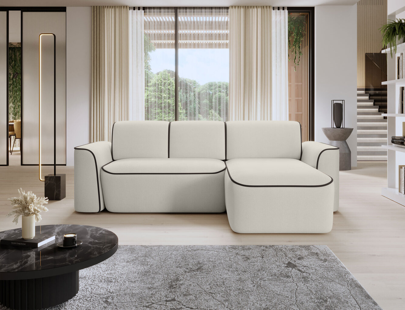 Stūra dīvāns Eltap Ume, smilšu krāsas cena un informācija | Stūra dīvāni | 220.lv