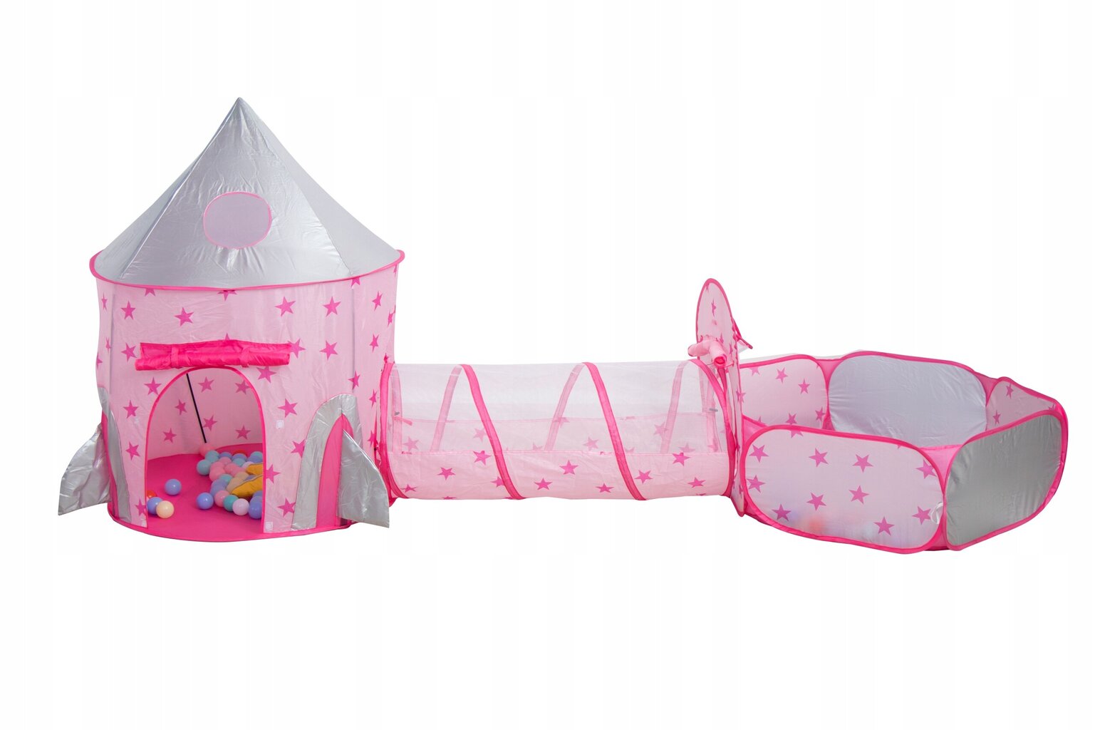 Bērnu telts ar kāpšanas tuneli Aga4Kids, rozā, 105 x 135 cm цена и информация | Bērnu rotaļu laukumi, mājiņas | 220.lv