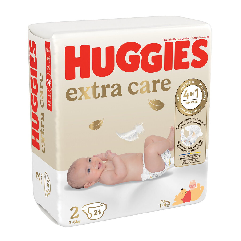 Autiņbiksītes Huggies Extra Care 2 (3-6 kg), 24 gab. цена и информация | Autiņbiksītes | 220.lv