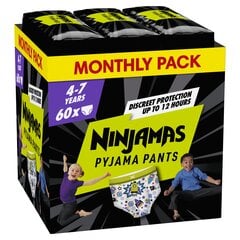 Pidžamas biksītes Pampers Ninjamas Space, 17-30 kg, 60gab. цена и информация | Подгузники | 220.lv