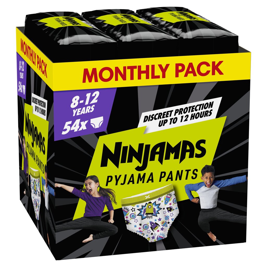 Pidžamas biksītes Pampers Ninjamas Space, 27-43 kg, 54gab. cena un informācija | Autiņbiksītes | 220.lv