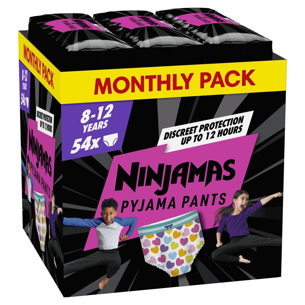 Pidžamas biksītes Pampers Ninjamas Heart, 27-43 kg, 54gab. cena un informācija | Autiņbiksītes | 220.lv