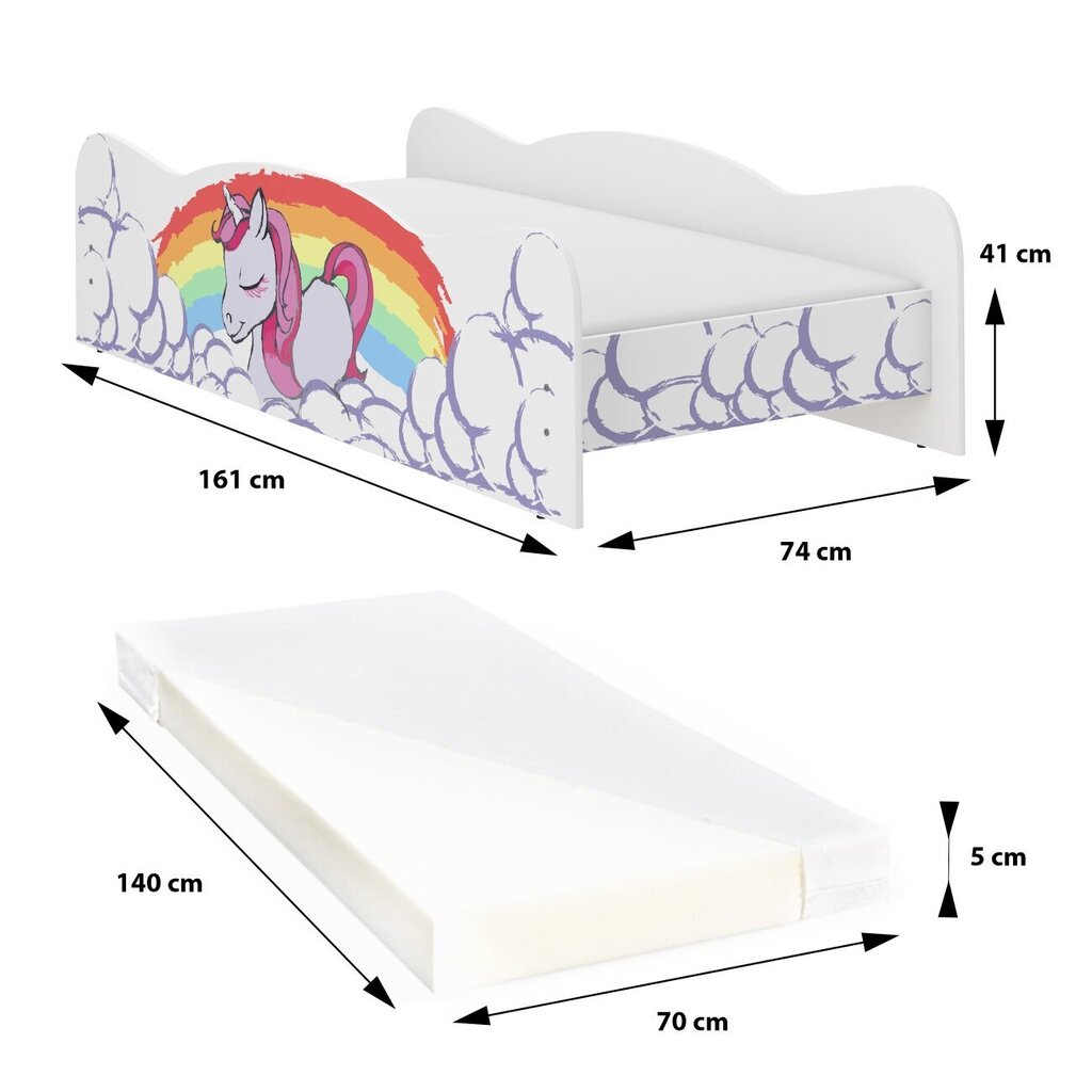 Bērnu gulta ar matraci iGlobal, 140x70 cm cena un informācija | Bērnu gultas | 220.lv