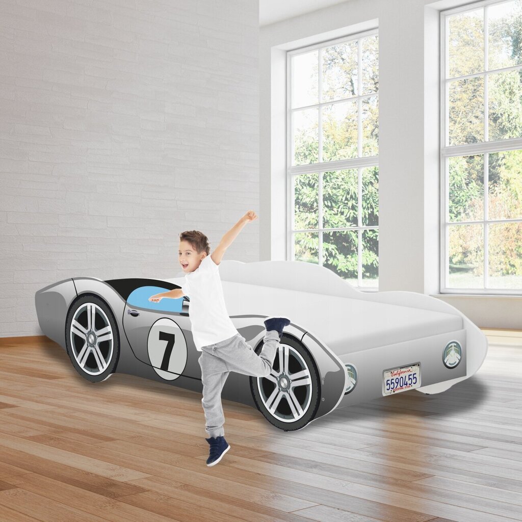 Bērnu gulta ar matraci iGlobal, 140x70 cm, pelēks cena un informācija | Bērnu gultas | 220.lv