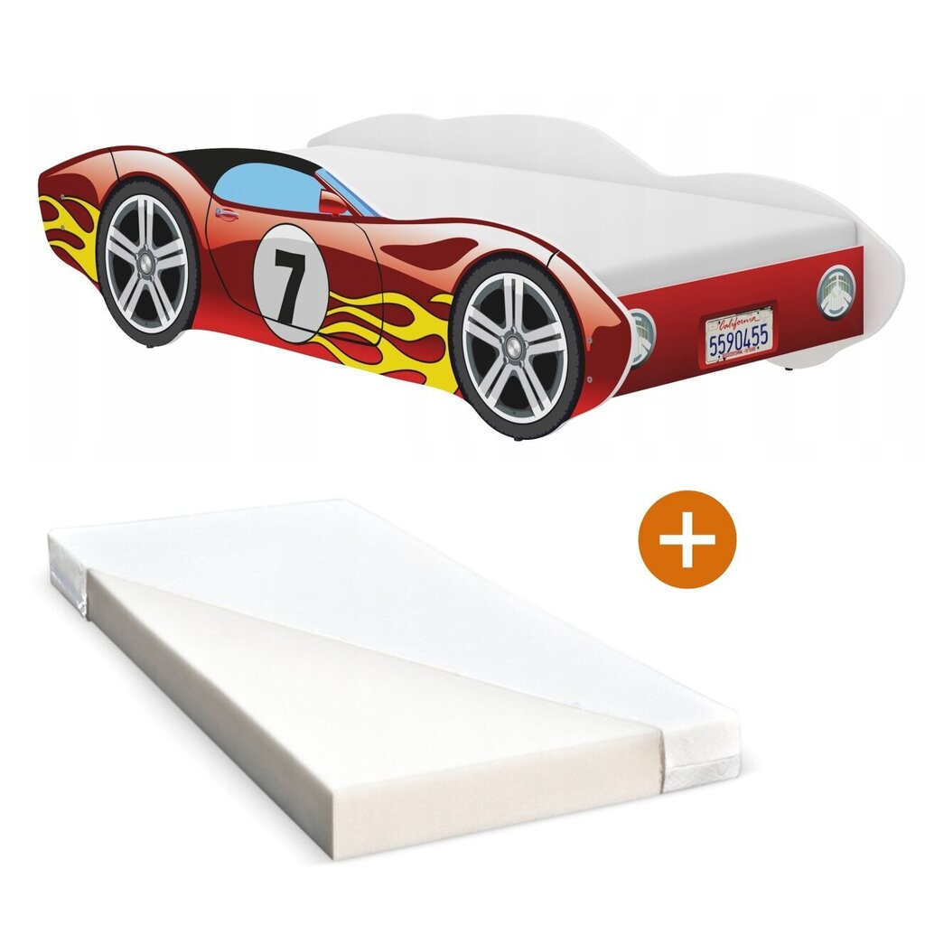 Bērnu gulta ar matraci iGlobal, 140x70 cm, sarkans cena un informācija | Bērnu gultas | 220.lv