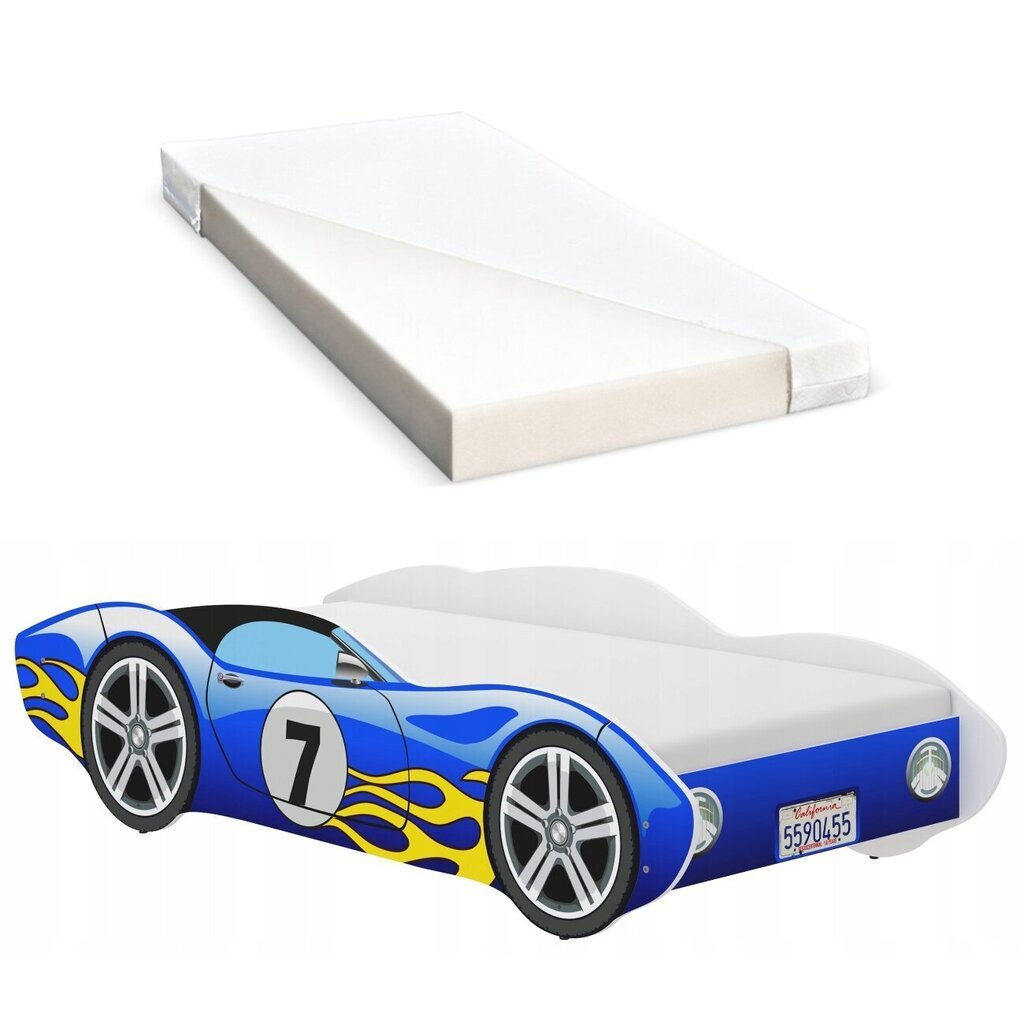 Bērnu gulta ar matraci iGlobal, 140x70 cm, zils цена и информация | Bērnu gultas | 220.lv