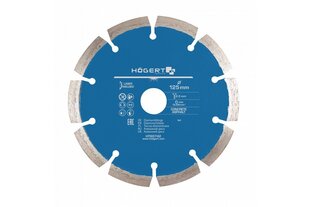 Dimanta griešanas disks betonam 125 mm, Hogert, HT6D742 cena un informācija | Rokas instrumenti | 220.lv
