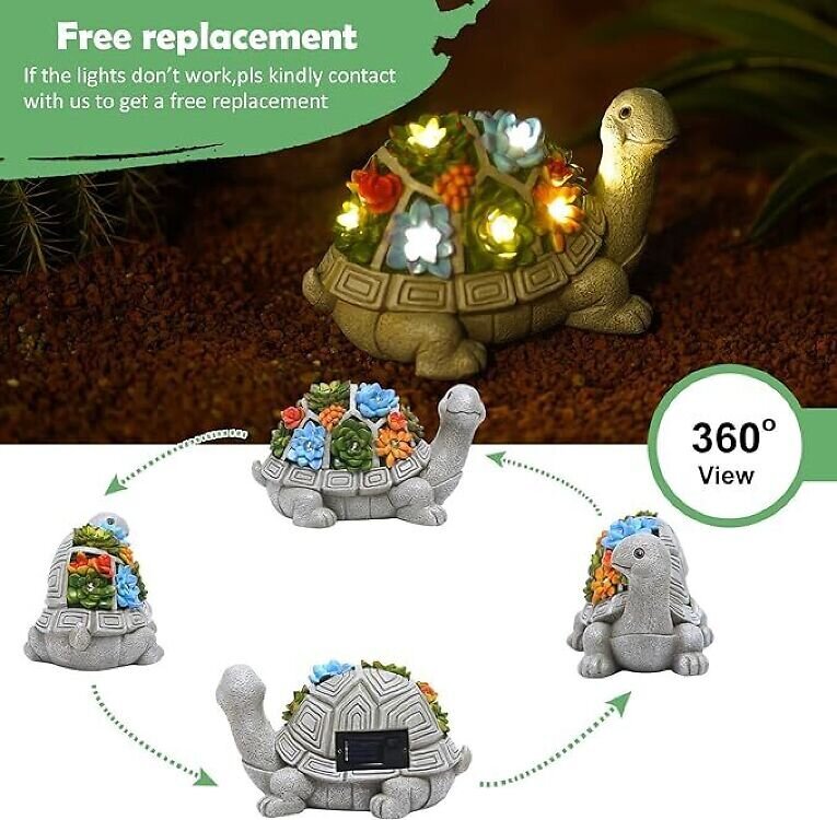 Nacome bruņurupuču dārza statuja ar 7 LED gaismām cena un informācija | Āra apgaismojums | 220.lv