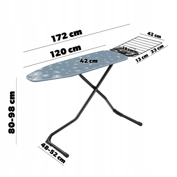 Kadax gludināmais dēlis, 120x42 cm cena un informācija | Veļas gludināšana | 220.lv