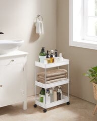Шкаф на колесиках, белый цена и информация | Шкафчики для ванной | 220.lv