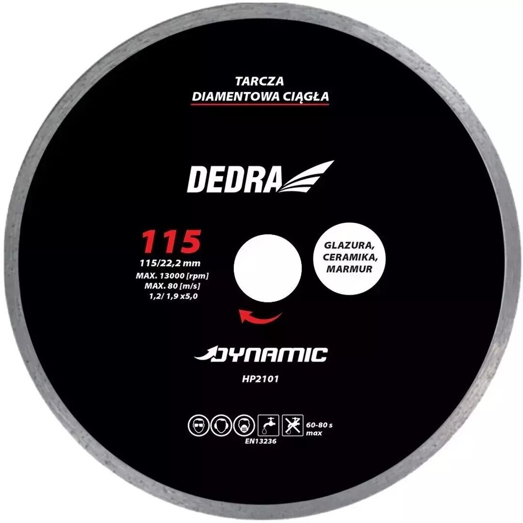 Dimanta disks Dedra 180/22,2mm Dynamic цена и информация | Rokas instrumenti | 220.lv