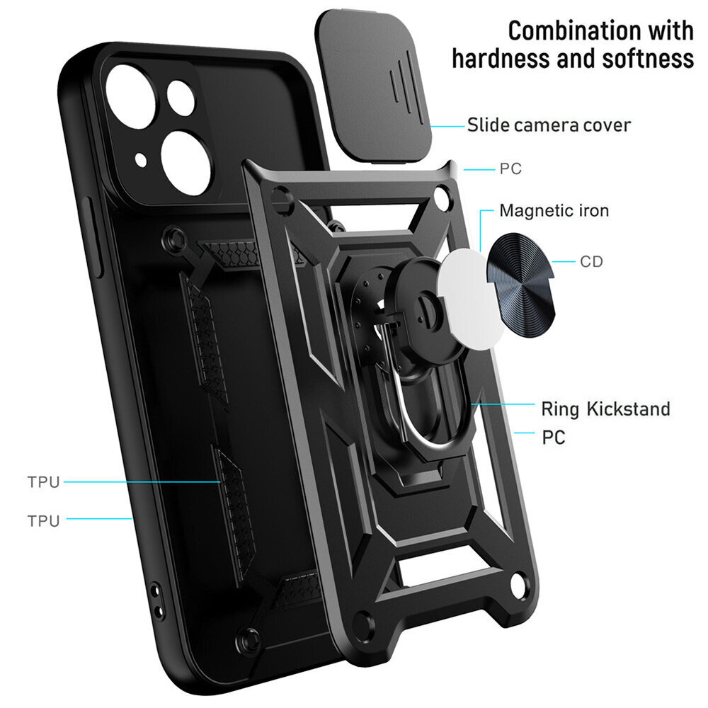 Slide Camera Armor Case iPhone 7/8/SE 2020/SE 2022 Black cena un informācija | Telefonu vāciņi, maciņi | 220.lv