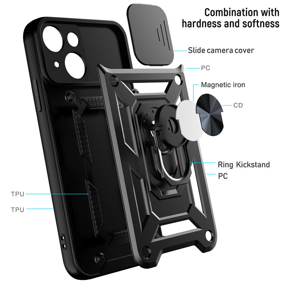 Slide Camera Armor Case Motorola Moto G84 5G Black цена и информация | Telefonu vāciņi, maciņi | 220.lv