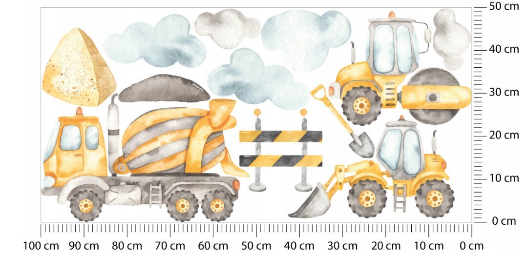 Sienas uzlīme Ekskavators, 100x50 cm цена и информация | Dekoratīvās uzlīmes | 220.lv