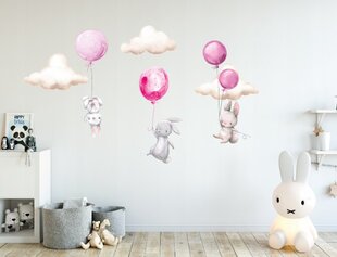 Наклейка на стену кролик воздушный шарик, 50х100 см цена и информация | Декоративные наклейки | 220.lv