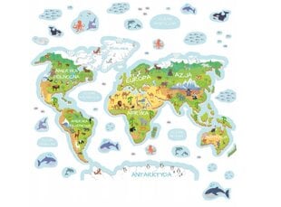 Sienas uzlīme Pasaules karte, 100x50 cm cena un informācija | Dekoratīvās uzlīmes | 220.lv