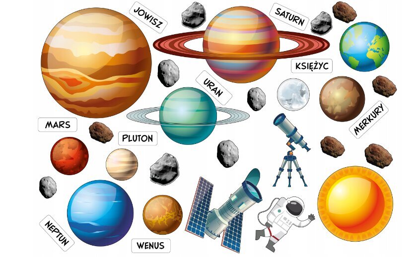 Sienas uzlīme Planētas, 100x50 cm цена и информация | Dekoratīvās uzlīmes | 220.lv