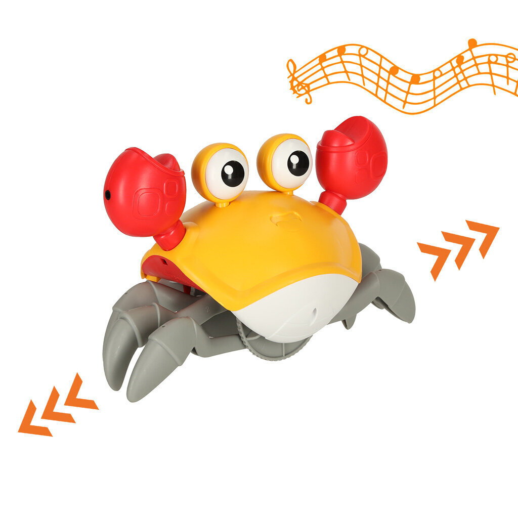 Interaktīvs rāpojošs krabis ar skaņu, dzeltens цена и информация | Rotaļlietas zēniem | 220.lv