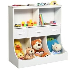 Koka bērnu rotaļlietu skapis Costway, 93 x 40 x 94 cm, balts цена и информация | Шкафчики в детскую | 220.lv