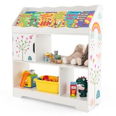 Подставка для хранения игрушек с полкой для книг Costway, 93x30x100 см, белая цена и информация | Шкафчики в детскую | 220.lv