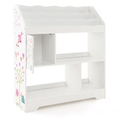 Подставка для хранения игрушек с полкой для книг Costway, 93x30x100 см, белая цена и информация | Шкафчики в детскую | 220.lv