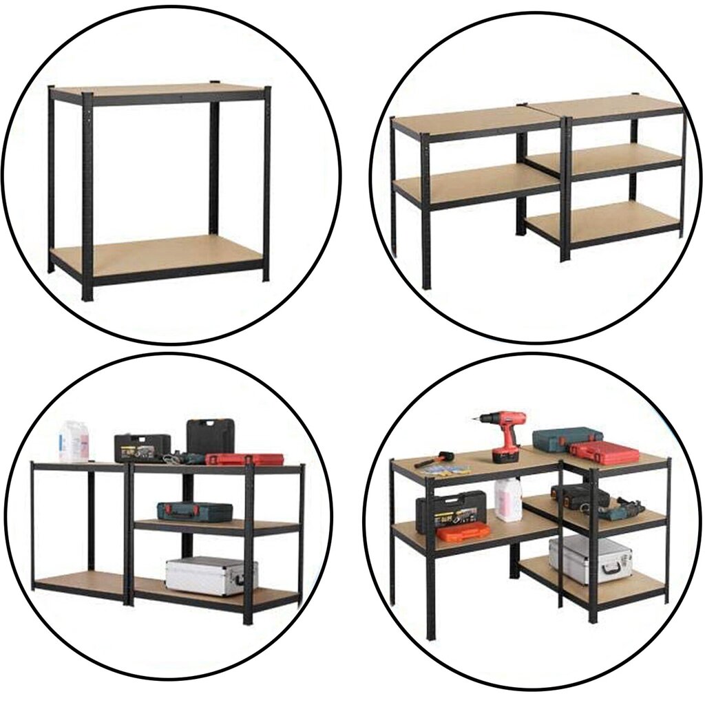 Noliktavas plaukts, 5 stāvi, melns 150x75x30, 625 kg cena un informācija | Plaukti | 220.lv