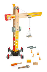 Duży drewniany dźwig do składania z narzędziami 3+ Janod cena un informācija | Rotaļlietas zēniem | 220.lv