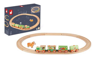 Деревянный поезд с рельсами Janod, 15 д. цена и информация | Игрушки для мальчиков | 220.lv