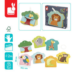 Сенсорные карточки Животные саванны Janod, 7 деталей цена и информация | Развивающие игрушки | 220.lv