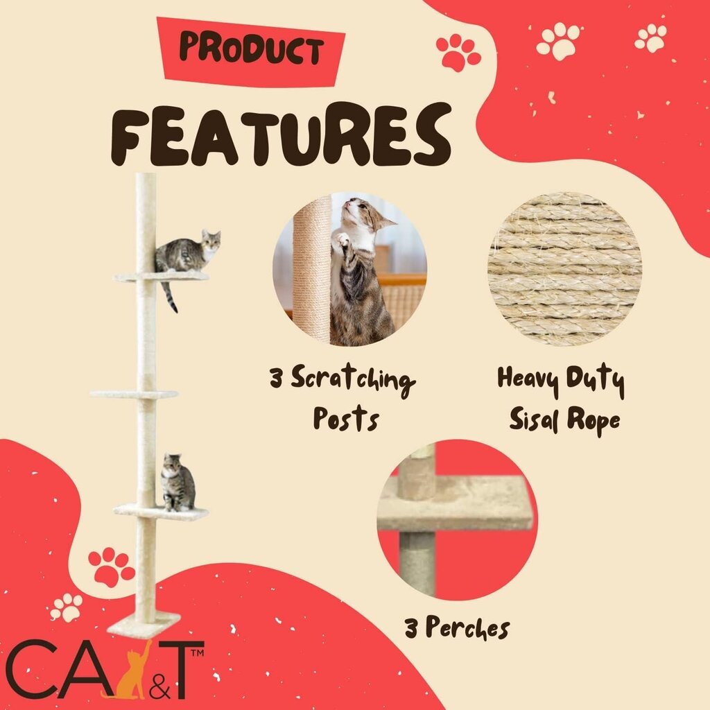 Kaķu māka Ca&T, 288 cm цена и информация | Kaķu mājas, nagu asināmie | 220.lv