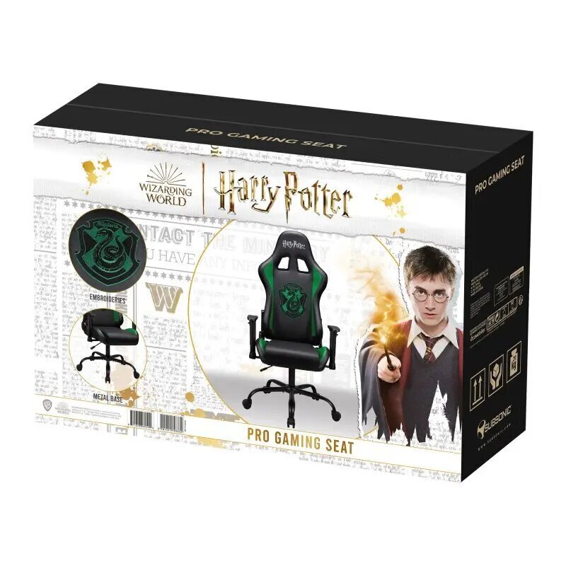 Spēļu krēsls Subsonic Pro Harry Potter Slytherin, melns/zaļš cena un informācija | Biroja krēsli | 220.lv