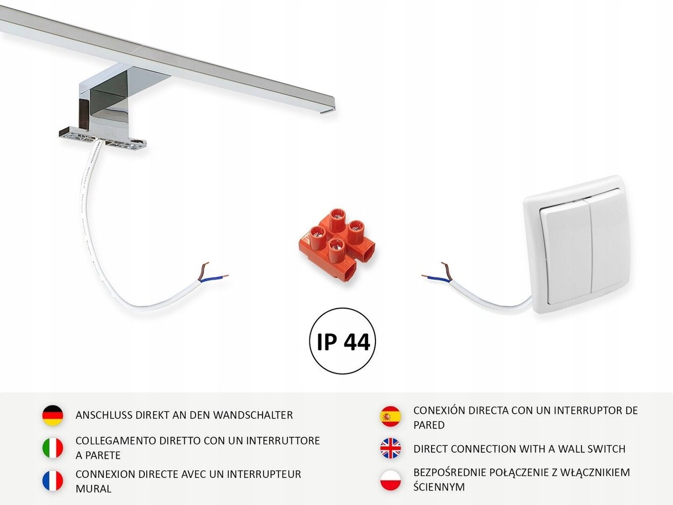 Vannas istabas spogulis ar 3 plauktiem, LED lampa, L cena un informācija | Vannas istabas spoguļi | 220.lv