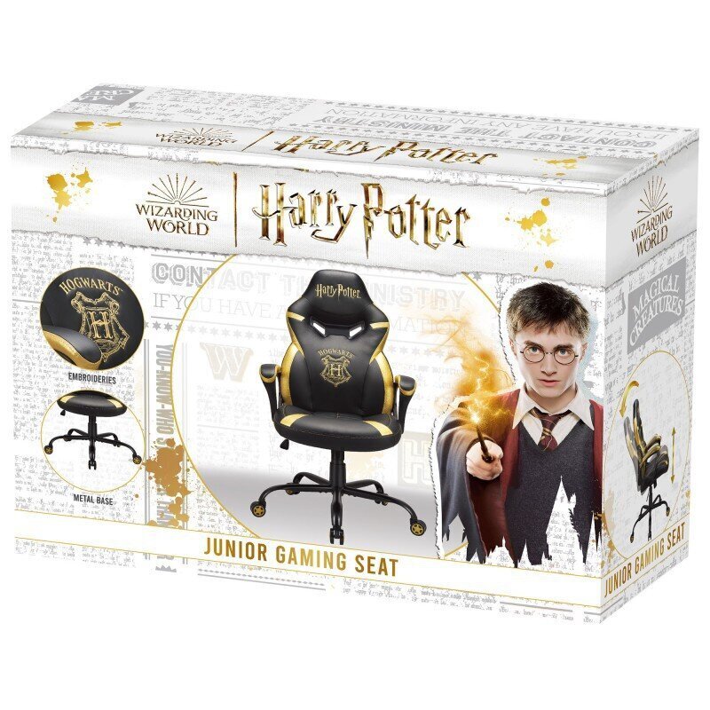 Spēļu krēsls Subsonic Junior Harry Potter Hogwarts, melns/dzeltens cena un informācija | Biroja krēsli | 220.lv